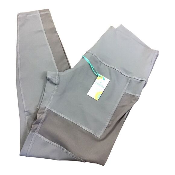 TRIHARA Gray High Rise Mesh Panel Athletic Leggings Size Large - Picture 6 of 9